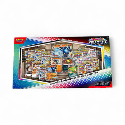 Pokémon’s Prismatic Evolutions Lucario & Tyranitar EX collection box